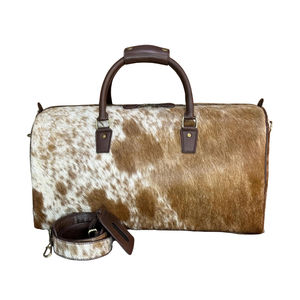 Bolsa de Viaje de Cuero Vacuno Hecha a Mano, de Alta Calidad, Piel Natural con Pelo, Gran Capacidad, Duradera - Product Image 1