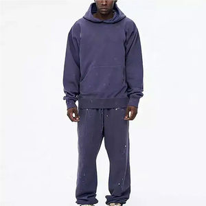 Sweat à capuche zippé court surdimensionné, coupe ample, délavé à l'acide, effet vieilli, en coton lourd, molleton français, style vintage, survêtement d'hiver - Product Image 2