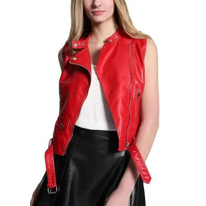 Hot Sale Factory Prices <b>Black</b> Women Sheep Cow Leather Customized <b>Vest</b> Windproof Waterproof Breathable Knitted Eco-Friendly High - Product Image 2