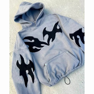 Sudadera con capucha de Algodón 100% con logotipo personalizado bordado para hombre, ropa de calle transpirable de secado rápido, sudaderas con capucha de punto OEM - Product Image 2