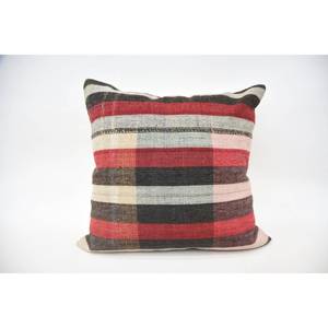 Oreiller à motif tartan multicolore 24x24 pouces Vintage Wool Kilim Plaid Woven Technique - Product Image 1