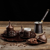 Ensemble de cafetières turques modernes au design actuel, de qualité supérieure, couleur cuivre, pot en cuivre pur avec couvercle, pour la maison et les restaurants, utilisation instantanée, en métal