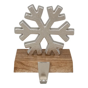 Best Sale Metal Snowflakes with Wood Base Hanging Christmas Decorations Stockholder - Product Image 1