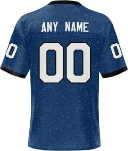 Camiseta de Fútbol Americano Personalizada para Hombre, Color Azul Marino, Cuello en V, Manga Corta, Malla Sublimada, Nombre del Equipo y Número 00 - Product Image 6