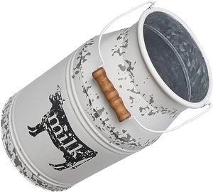 Jarrón de Metal de Diseño Vintage, Tamaño Mediano, Estilo Rústico Francés, Color Blanco - Product Image 1