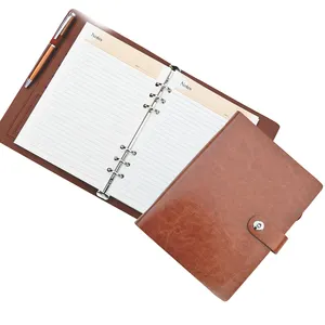 Groothandel Lederen Notebook Promotionele Premium A5 Custom Branding Logo Notebook Dagboek Voor Cadeau Notitieblok Voor Kantoormedewerkers