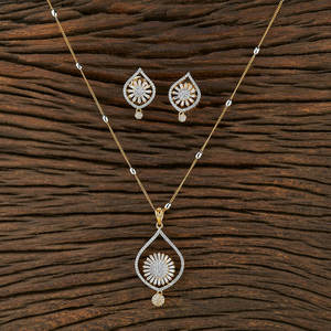 Cz 2โทนชุบอ่อนอเมริกันเพชรจี้ชุดผู้ผลิตและผู้ค้าส่งในอินเดีย - Product Image 1