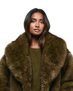 Women Dark Brown Long Faux <b>Fur</b> Coat Luxury Winter Warm Thick Plush Overcoat Full Length Soft Fluffy Jacket Fashion Outerwear - Product Image 4