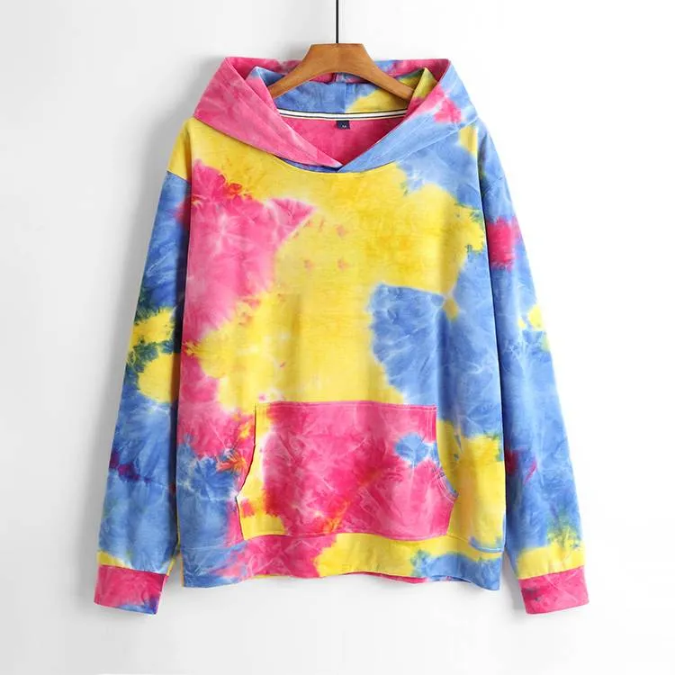 cotton polyester Vintage Unisex Custom Embroidered Faded Hoodie Tie dye garment dye women's hoodie