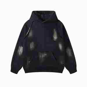 เสื้อมีฮู้ดแบบสวมหัวสำหรับผู้ชายเสื้อสไตล์ฮิปฮอปพังค์ทรงหลวมดีไซน์สกปรกใส่สบายฤดูใบไม้ผลิฤดูใบไม้ร่วง - Product Image 4