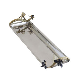 Accueil Hôtel Restaurant Alimentaire Finition nickelée avec plateau de service martelé Vaisselle Plat de service des aliments Plateau de service - Product Image 1