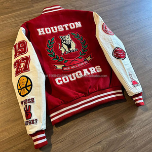 Streetwear avec logo personnalisé bombardier d'hiver en cuir polaire veste universitaire de baseball Letterman broderie en chenille de haute qualité pour hommes - Product Image 6