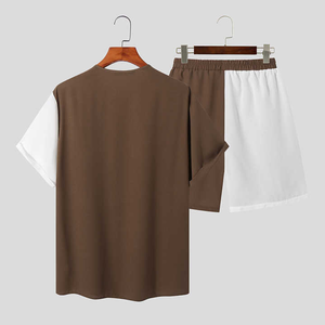 Ensembles personnalisés pour hommes Streetwear boutonné à manches courtes avec logo personnalisé et design costumes pour hommes décontractés - Product Image 4