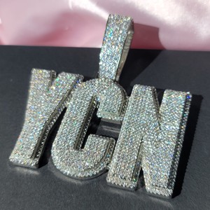 High Quality 12MM White Gold Plated Iced Out Diamond Pendant VVS Unisex Hip-Hop Party Gifts Name Number Diamond Pendants <b>Charms</b> - Product Image 4