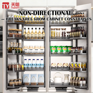 TIANYI Armoire haute intégrée moderne à 6 niveaux avec panier coulissant, organisateur de garde-manger robuste, système de rangement de cuisine interconnecté - Product Image 2