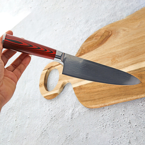 Venta al por mayor personalizado OEM ODM cubertería fábrica profesional Damasco Acero inoxidable cuchillo de cocina de alto carbono con mango de madera - Product Image 4