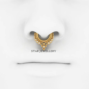 14K Solid Gold Bezel Set Diamond <b>Daith</b> Clicker Fine <b>Jewelry</b>. - Product Image 4