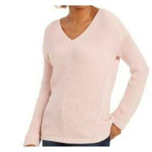 Maglione con Cappuccio da Donna Charter Club in Cotone Premium Testurizzato con Scollo a V, Lavorazione a Trecce, Rosa, Taglia Grande per Inverno e Autunno - Product Image 1