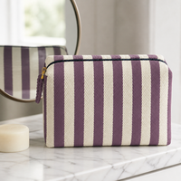Sacs cosmétiques en jacquard durables, légers et portables avec fermeture à glissière, motif rayé, décontractés, pratiques pour les voyages