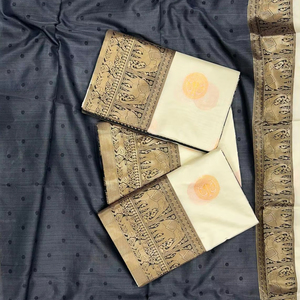 Luxurious Viscose Heavy Jacquard Silk <b>Sarees</b> <b>Golden</b> Big Jacquard Weaving Border Indian Traditional Attire for Winter Parties - Product Image 1