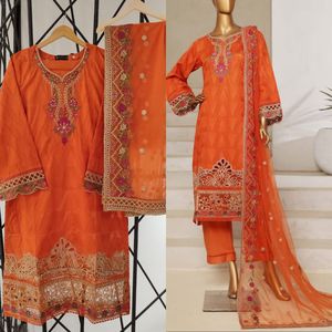 Luxueux Sada Bahar Spring Festival brodé Jacquard 3 pièces Salwar Kameez pelouse tissu fête porter prêt à porter indien - Product Image 2