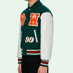 OEM 100% Wool Embroidery <b>Basketball</b> Varsity Jacket <b>Leather</b> Sleeves Letterman Custom <b>Leather</b> Varsity Jacket for Men - Product Image 3
