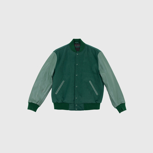 Veste de baseball vierge à manches longues avec revêtement de traitement teint uni Vestes d'université universitaire avec logo personnalisé pour hommes d'automne - Product Image 3