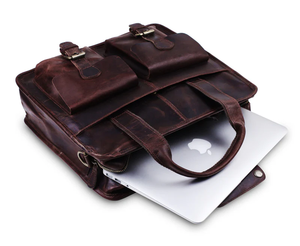 Business Messenger <b>Bag</b> Genuine Leather <b>Shoulder</b> <b>Bag</b> Top Layer Leather Large Messenger Laptop <b>Bag</b> - Product Image 2