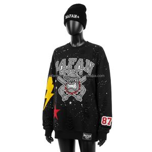 สเวตเชิ้ตขนแกะสีดำสำหรับผู้หญิงเสื้อสเวตเตอร์ระบายอากาศได้ดีปักโลโก้ได้ตามต้องการ - Product Image 4