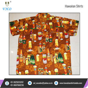 เสื้อฮาวายแขนสามส่วนสำหรับผู้ชาย,เสื้อฮาวายสำหรับวันหยุดพอดีตัวทำจากโพลีเอสเตอร์ - Product Image 2