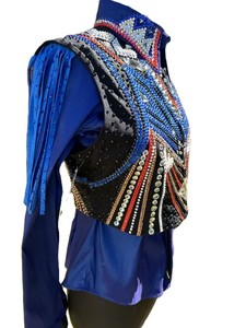 Meilleur Prix Premium Western Showmanship noir et bleu Veste d'équitation Nouveau Design - Product Image 4