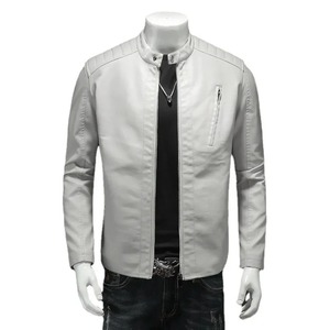 Otoño e Invierno nuevos hombres de moda guapo con solapa fina motocicleta abrigo de cuero Delgado elegante hombre chaqueta - Product Image 2