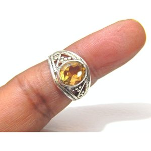 Anillo de plata 925 Unisex de calidad AAA +, joyería citrina genuina de corte ovalado hecha a mano, forma de marquesa, regalo perfecto para ella y su R0323-GS - Product Image 1