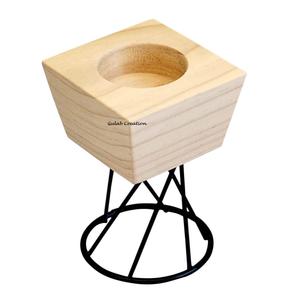Soporte de luz de té de vela de madera de pino de forma cuadrada con soporte de Metal resistente para decoración rústica del hogar, centro de mesa, uso de regalo - Product Image 1