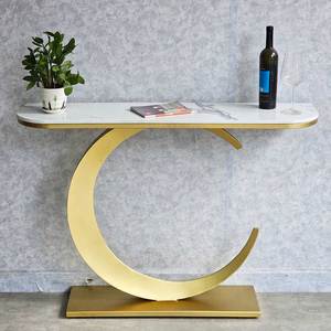 MOON Luxury Modern <b>Console</b> <b>Table</b> Contemporary Iron Frame with Marble Stone Top <b>for</b> <b>Entry</b> Villa Living Room or Hotel CST051 - Product Image 6