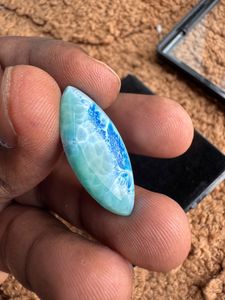 Larimar bleu naturel lisse forme marquise 10x20mm Cabochons perles de pierres précieuses en gros fabrication de bijoux pierres libres - Product Image 2