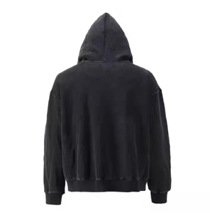 Sweat à capuche en molleton pour hommes 2025 hiver nouveau brodé uni teint ample simple à manches longues respirant coupe-vent - Product Image 4