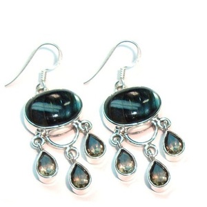 Jolies boucles d'oreilles à la mode faites à la main en argent sterling 925 véritable labradorite de feu bleu au meilleur prix Boucles d'oreilles pendantes en pierre de naissance - Product Image 3