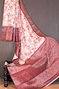 Saree de créateur Avec bordure tissée et belle impression avec de beaux petits zari butti travailler tout saree - Product Image 4