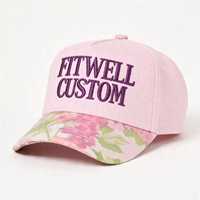 Casquette de baseball florale personnalisée avec sangle réglable, visière incurvée, style décontracté, rose, fermeture snapback
