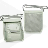 Blocage RFID dissimuler pochette de voyage porte-passeport en nylon cou portefeuille porte-badge cou portefeuille