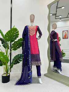 El último diseñador Chinon Silk Coding Sequence Work Kurti Set de FabZone - Product Image 3