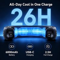Ventilateur de cou portable en plastique, refroidisseur portable, 3 plaques de refroidissement, 6000 mAh rechargeable, sans pales, flux d'air 3D, silencieux, ventilateur personnel