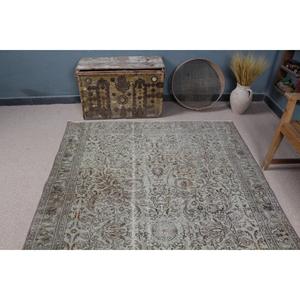 Vintage Rug, 5.4x8.6 ft Large Rug, Gray <b>Brown</b> <b>Wool</b> Rug - Product Image 5