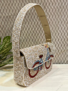 beaded shoulder bag with detailed bicycle Indian fully handcrafted hand embroidery luxury evening bridal export buyers global - Product Image 6