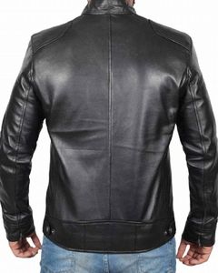Blouson motard en cuir noir Dodge pour homme - Product Image 2