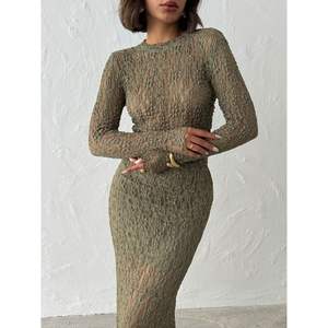 Blusa de Mujer Color Caqui de Manga Larga con Diseño Transparente, Disponible al por Mayor - Product Image 2