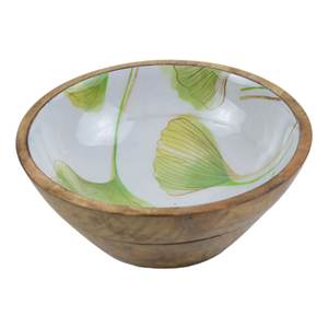 Bol rond en bois imprimé feuille de Ginkgo pour la table, ustensiles de cuisine polyvalents, bols à servir pour aliments et salades - Product Image 1