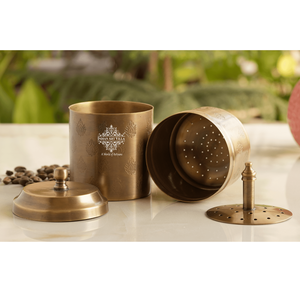 ตัวกรองกาแฟทองเหลืองแท้แบบโบราณสีเข้ม  สามารถปรับแต่งโลโก้ได้ แบบแขวนหู - Product Image 2