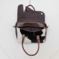 Nouveau sac messager en cuir véritable à poils, sacoche pour ordinateur portable, sac d'affaires floral occidental pour femme avec compartiment dissimulé pour armes de poing, vente en gros